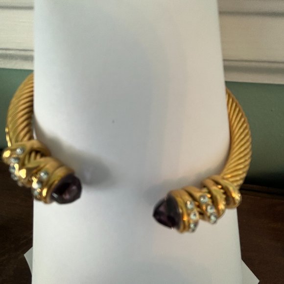 CABLE BANGLE  Stainless Steel bracelets with coloured stone and cubic zirconia - Picture 10 of 13